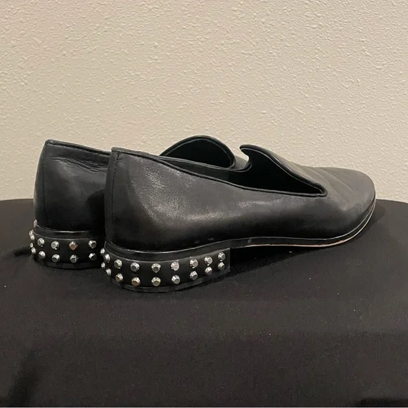 Black Vince Camuto Leather Loafers with Studs - Picture 2 of 5